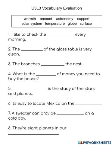 U1L3 Spelling Words Evaluation