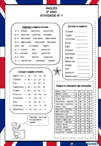 8º ano - Atividade nº 1 - E.M. Profª Dulce Trindade