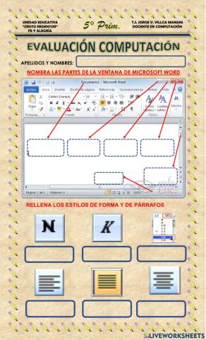 Evaluación 1° trim 5° PRIMARIA