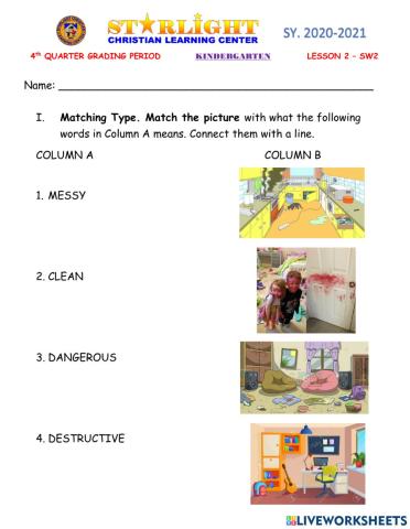 ESP-CL (KINDER) - 4th QTR SW LESSON 2: BEING MESSY