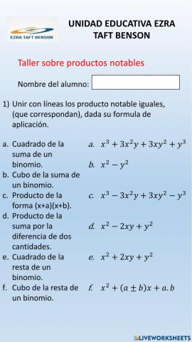 Taller sobre productos notables