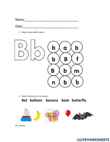 Worksheet Bb