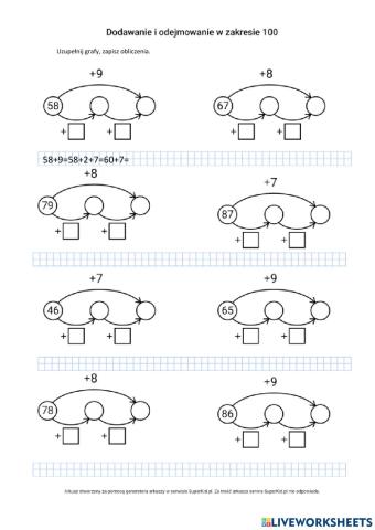 Matematyka dodawanie i odejmowanie do 100 grafy