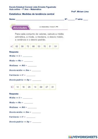 Estatística - medidas de tendência central