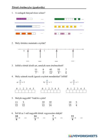 Törtek értelmezése (gyakorlás)