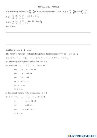 Test clasa a XII -a partea II