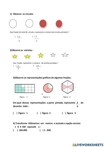 Folha matemática frações 3