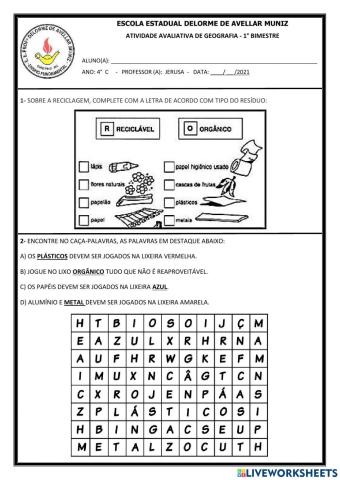 Atividade avaliativa GEOGRAFIA