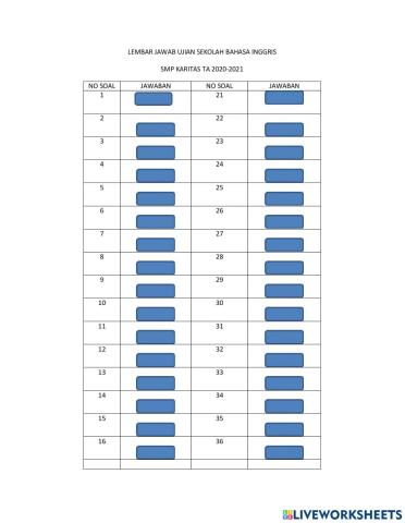 Lembar jawab bahasa inggris