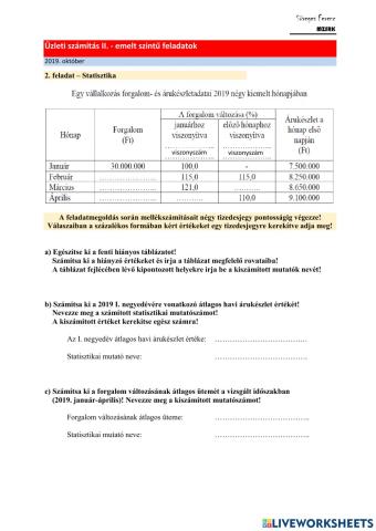 Érettségi feladat (EMELT) - statisztika