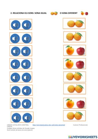 Relaciona segons si sonen igual o diferent (nivell 2)