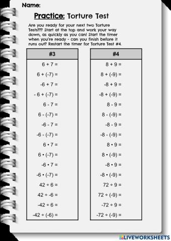 Practice: All Operations on Integers (Torture Test B)