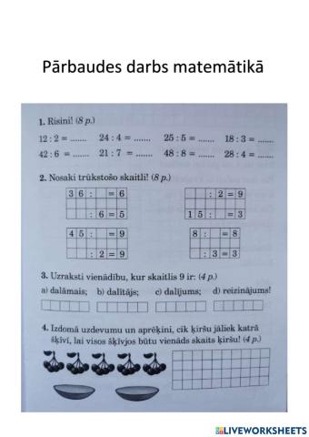 Pārbaudes darbs matemātikā