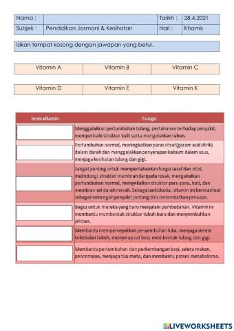 Latihan FUNGSI MIKRONUTRIEN (VITAMIN)