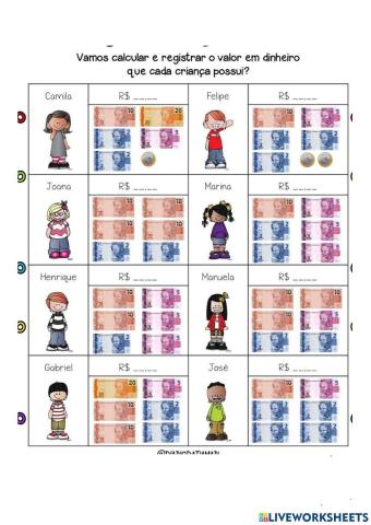 Sistema Monetário e Reta numerada