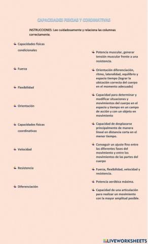 Capacidades físicas condicionales y coordinativas