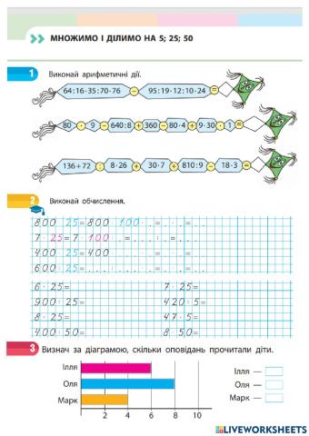 Множення на 5, 25, 50