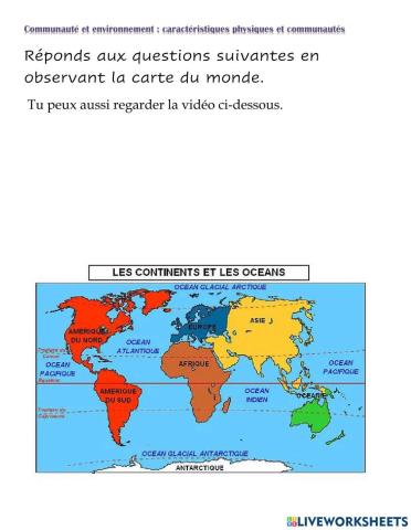 Les continents et les océans