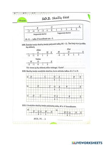 6 klasė Neigiamieji skaičiai, skaičių tiesė
