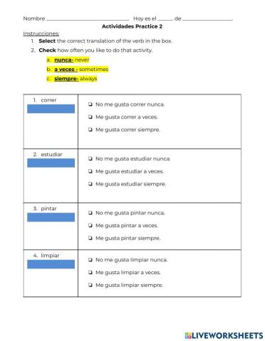 Activities Practice 2