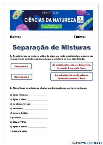 Separação de Misturas