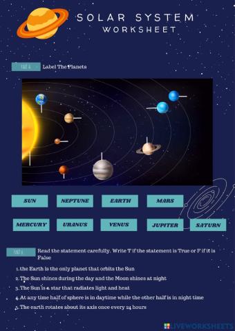 Solar System Worksheet