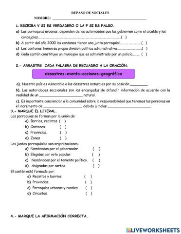 Repaso de Sociales Tercer parcial