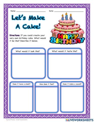 Descriptive Writing (making a birthday cake)