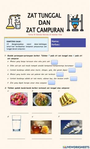 Science Tema 5I Zat Tunggal dan Zat Campuran