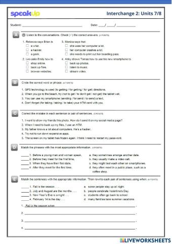 Interchange 2 - Unit 7-8 Test