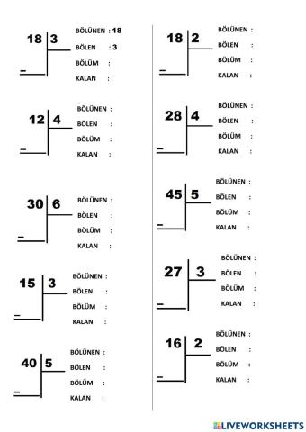 2.Sınıf Matematik Bölme-Tülay KARTAL