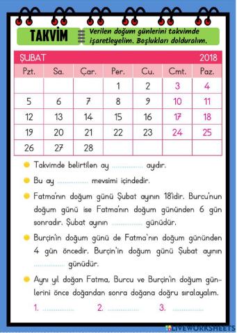 Takvim Bilgisi-3