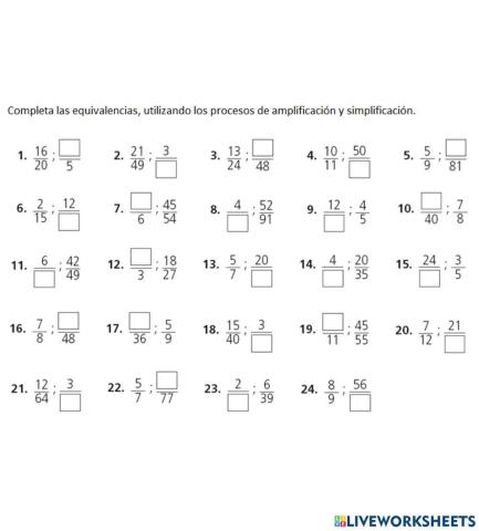 Amplificación y Simplificación de Fracciones