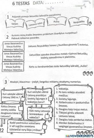 Pasaulio ažinimo 6 testo 1 dalis