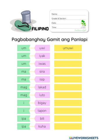 Pandiwa - Pagbabanghay Gamit ang Panlapi (HuntersWoodsPH Filipino)