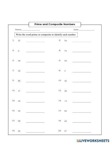 Prime and composite numbers