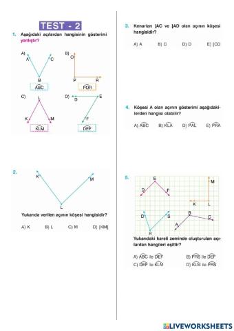 6.sinif açilar test-2