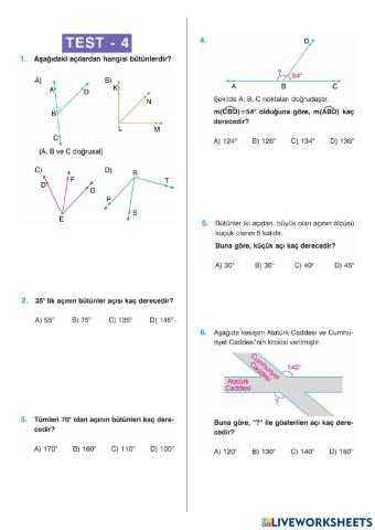 6. sinif açilar test-4