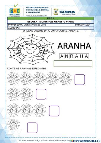 Registrando numerais e cores