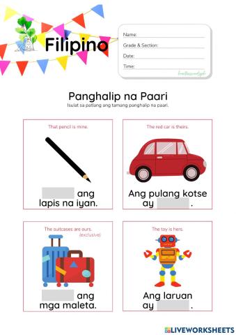 Panghalip na Paari Worksheet (HuntersWoodsPH Filipino)