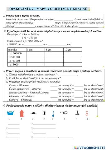 Opakování č.2- MAPY A ORIENTACE V KRAJINĚ