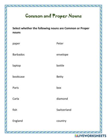 Common and Proper Nouns