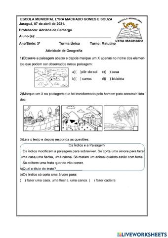 Atividade de Geografia