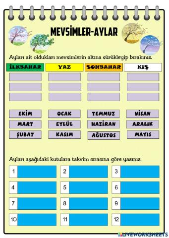 Takvim Bilgisi-Mevsimler Aylar