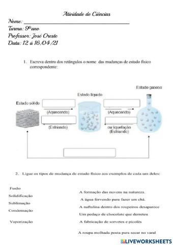 Revisão  de ciências 9 ºano