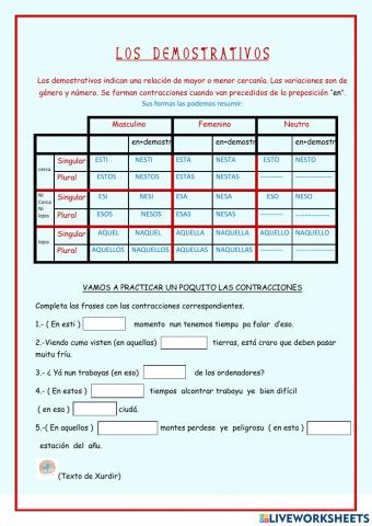 Llionés. LOS DEMOSTRATIVOS. 4º de primaria