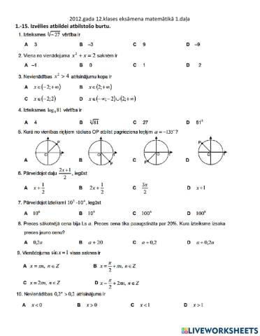 2012.gada 12.klases eksāmena 1.daļa