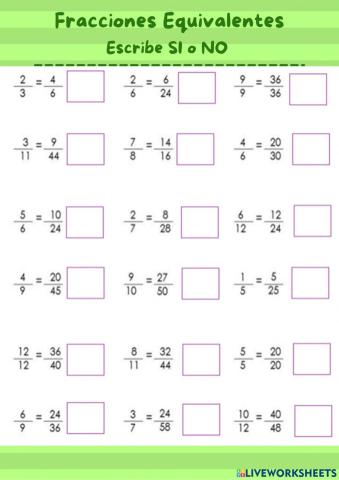 Fracciones equivalentes