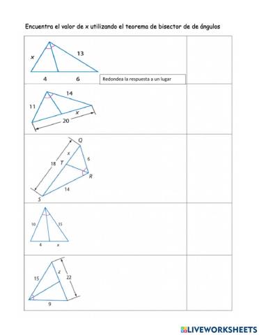 Encuentra el valor de X utilizando el Teorema de bisector de ángulos