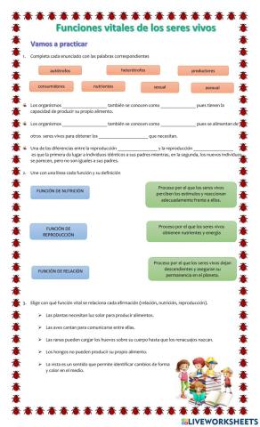 Funciones vitales de los seres vivos